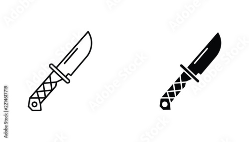 Isolated black and white combat knife icon