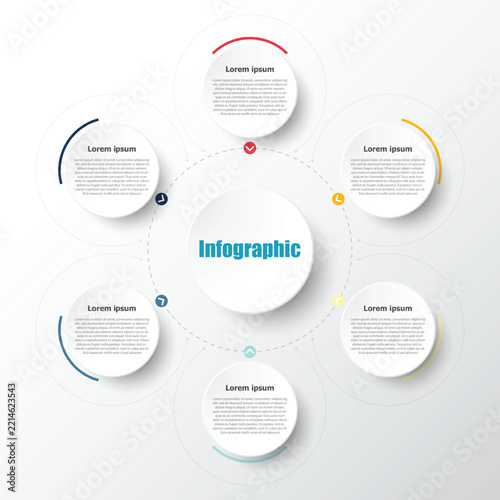 A simple, user-friendly infographic suitable for presenting workflow steps or explaining various details; it covers a total of 6 topics.