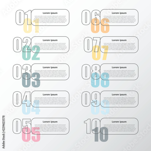 A simple, user-friendly infographic suitable for presenting workflow steps or explaining various details; it covers a total of 10 topics.