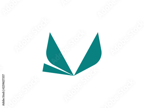 Abstract Wing Butterfly Letter V Logo Icon Vector