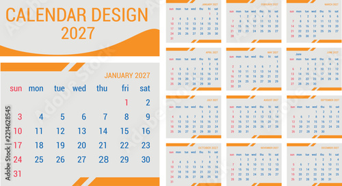 Modern Wall Calendar Design Template for 2027 Business Planner Layout