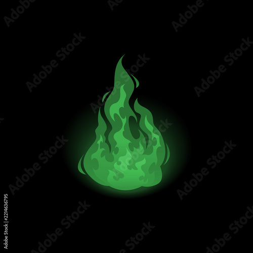 Obraz na plátně Glowing green flames rising against a dark background with a magical and eerie f