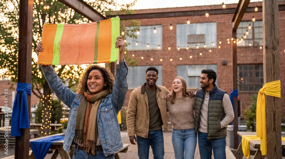 Obraz premium Community activists launch a colorful climate event