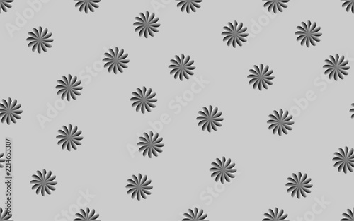 3D Floral Seamless Pattern Vector Monochromatic Grey Flower Background Embossed Metallic Backdrop