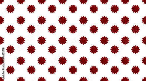 3D Red Flower Seamless Pattern Vector Floral White Background Repeated Blossom Wallpaper Textile Design