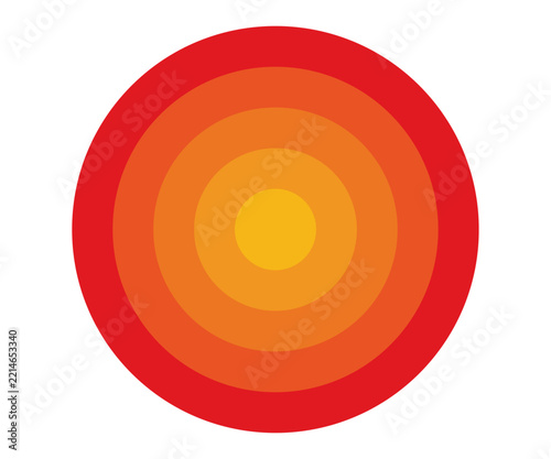Concentric Circle Gradient Vector Red Orange Yellow Target Sunburst Round Shape Abstract Element Logo