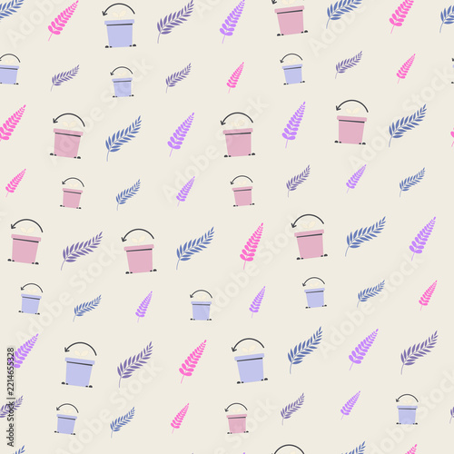 Potted Plants and Leaves Pattern
