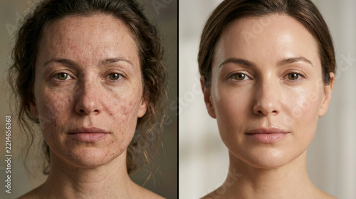 Woman's Skin Transformation: Before and After Skincare or Makeup