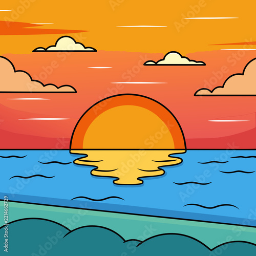 sunset on the sea