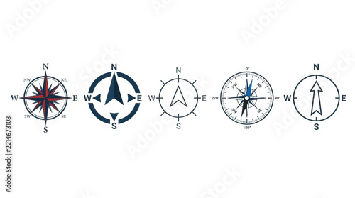 Set of vintage compass navigation icons
