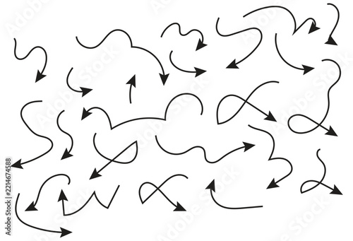 Doodle Arrow Line Collection, Editable Vector Direction Elements for Navigation, Movement and Creative Layouts