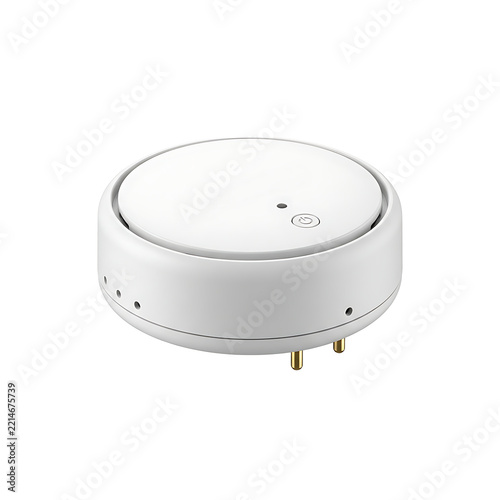 Modern white smart home sensor device isolated on transparent background
