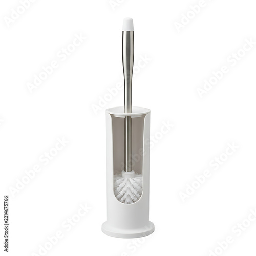 Modern toilet brush with white holder isolated on transparent background