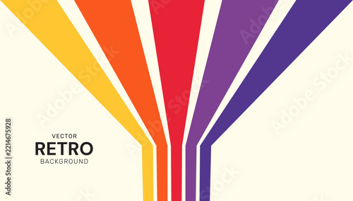 Retro 70s style background with colorful vertical and diagonal stripes