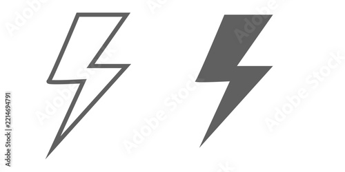 Lightning Bolt Icons: Outline and Silhouette for Energy and Power Concepts
