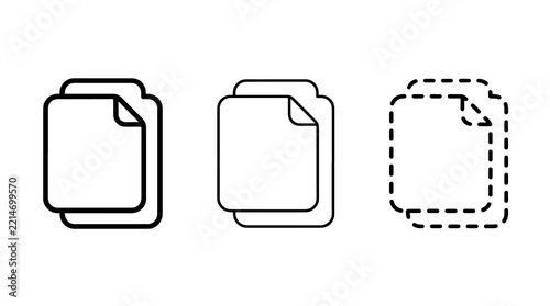Obraz na plátně Black outline copy file page document icons set on plain background