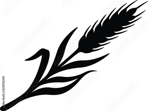 Wheat ear silhouette vector. Wheat stalk vector icon