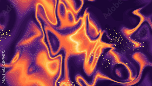 Abstract Liquid Fluid Background, Glowing Orange Purple Swirl Texture Vector Pattern, Glowing Psychedelic Marble Surface for Covers Ai file