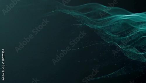 Abstract Emerald Green Luminous Particle Waves