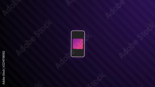 Smartphone graphic displayed on a purple abstract backdrop