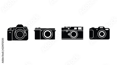 Four camera silhouettes against a white background showcasing different styles