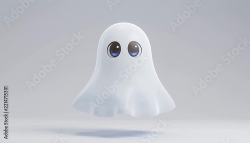 Cute White Ghost Character Floating