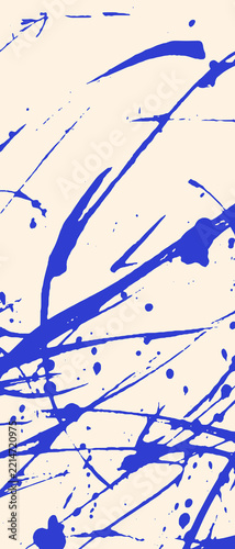 Blue Abstract Diagonal Brush Strokes on Beige Vertical Background, Bold Expressive Paint Marks and Fluid Curves, Contemporary Grunge Art Texture for Modern Bookmark Design