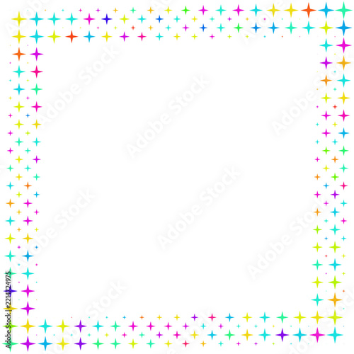 Rainbow light star frame 3d rendering.