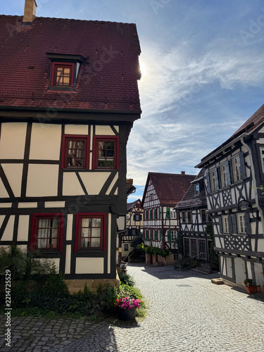 Historical monument in the city of Sindelfingen. Half-timbered houses on Kurze G 1/1, Sindelfingen in Germany