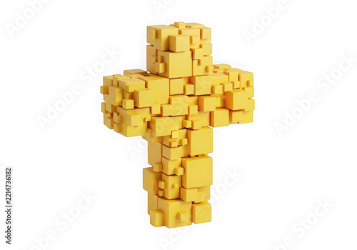 Creative yellow block cross shape composition