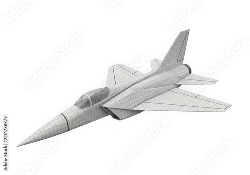 Modern fighter jet wireframe 3D model