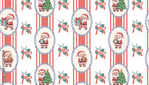 Cartoon Red and Green Santa Claus Christmas Background