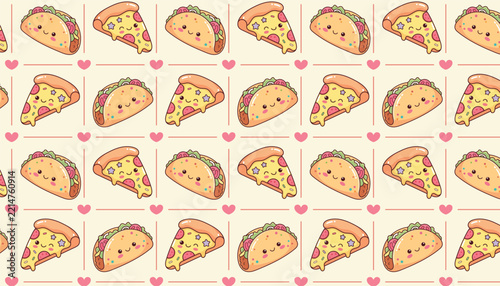 Cute Taco and Pizza Repeating Pattern Background
