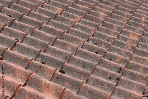 Red pantile roof tiles on a house