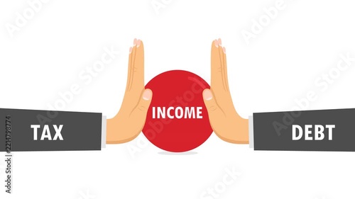 debt and tax burden video animation concept