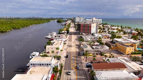 Hollywood Beach Florida 2026 near public parking garage aerial stock video