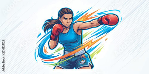 Female Boxer Athlete Vector Illustration