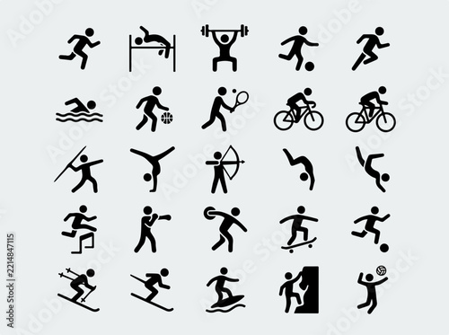 Collection of sports pictograms and athletic activities icons