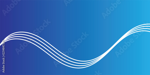 Abstract Blue Gradient Background with Elegant Thin White Curved Wave Lines Modern Corporate Design