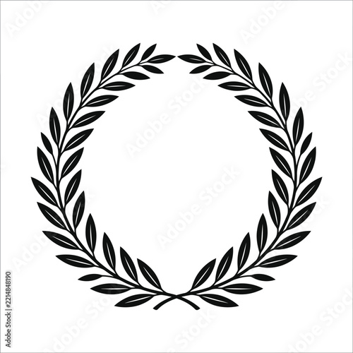 Classic black laurel wreath vector illustration symbolizing victory, achievement, and honor on a clean white background.