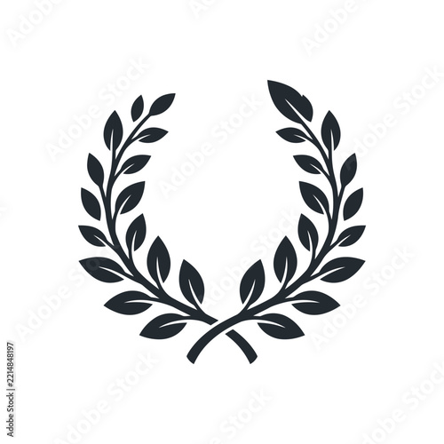 Elegant black laurel wreath symbol of victory and achievement on a clean white background.