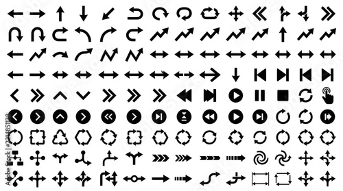 Extensive collection of black directional arrows and navigation symbols.