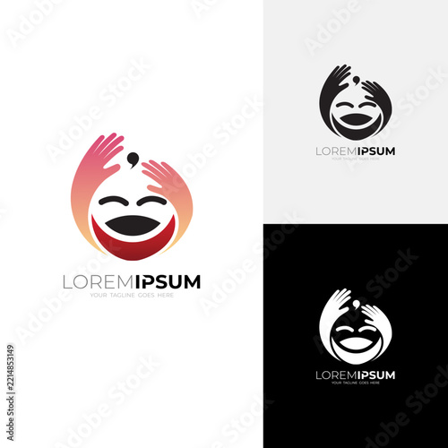 charity logo with children design template, baby care logo vector