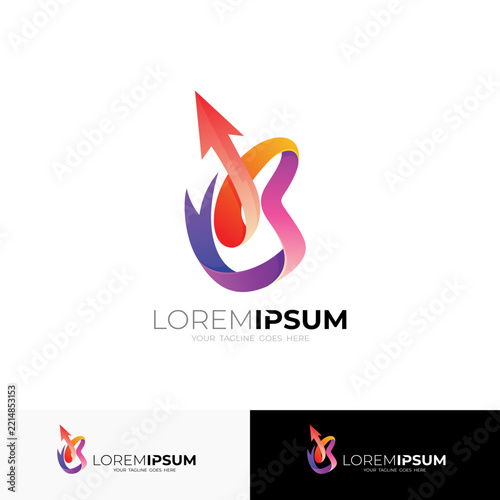 B logo and arrow design combination, 3d colorful style, Logo ready for use.