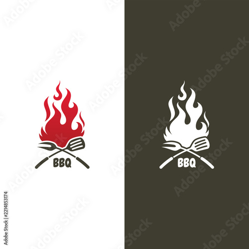 BBQ logos, logo of food grilled with hot fire, Icon for spicy and delicious food