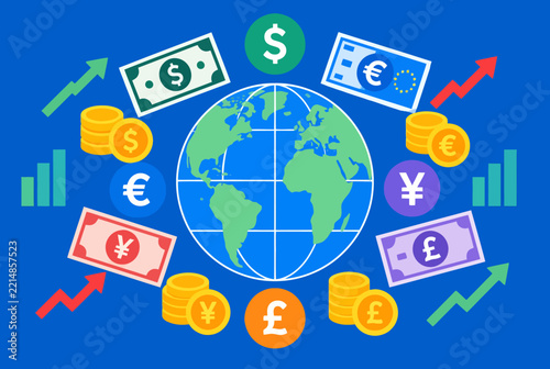 Global Financial Markets and International Currency Exchange Illustration
