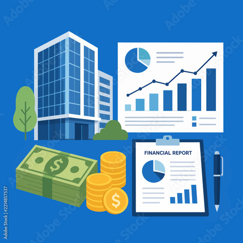 Business Financial Growth and Corporate Report Vector Illustration