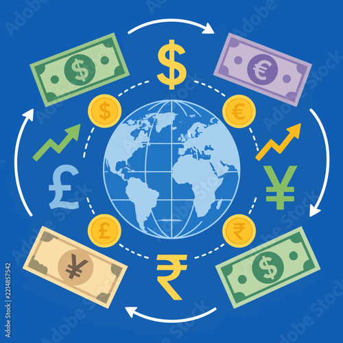 Global Currency Exchange and International Financial Market Concept