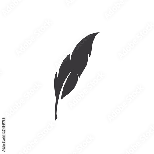 feather symbol icon design.black feather minimalist logo icon
