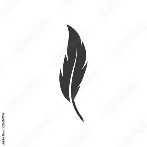 feather symbol icon design.black feather minimalist logo icon